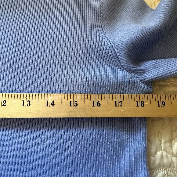 NWT Lauren Ralph Lauren Sweater Sz L Light Blue Ribbed Knit Gold Tone Button - Picture 10 of 12